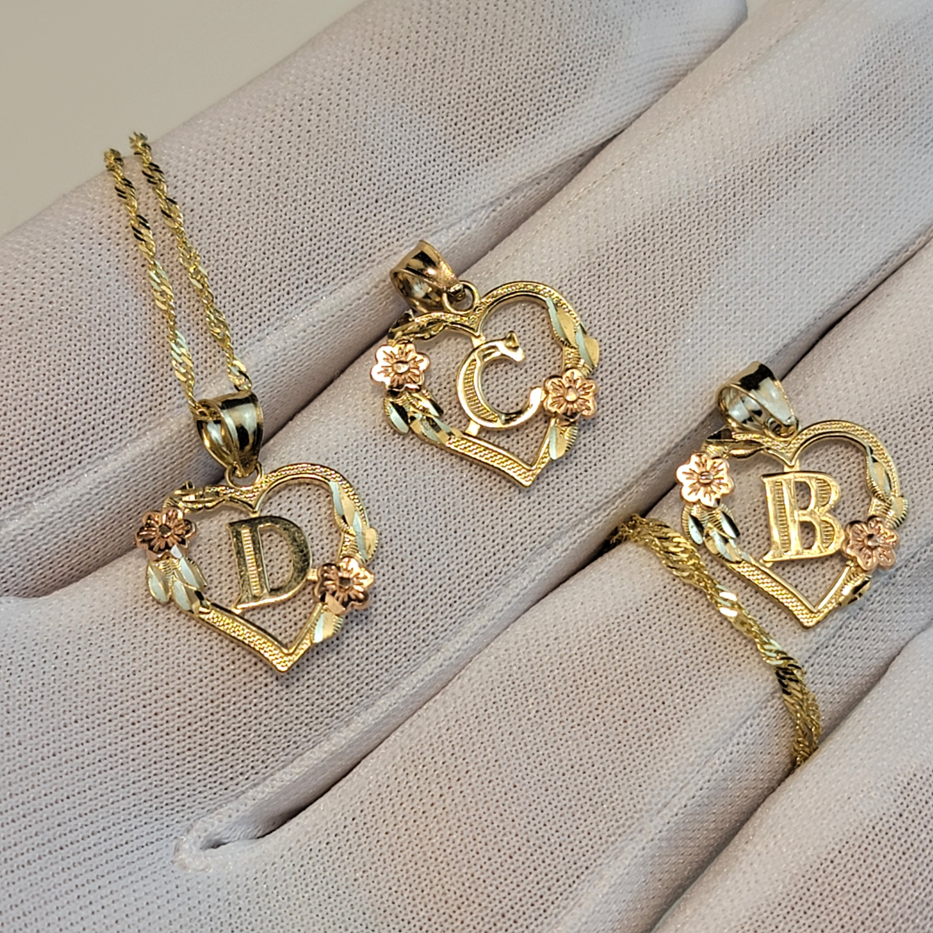 10K kleine harthanger met roségouden bloem, gepersonaliseerde tweekleurige echt gouden eerste ketting, moedercadeau, Moederdagcadeau