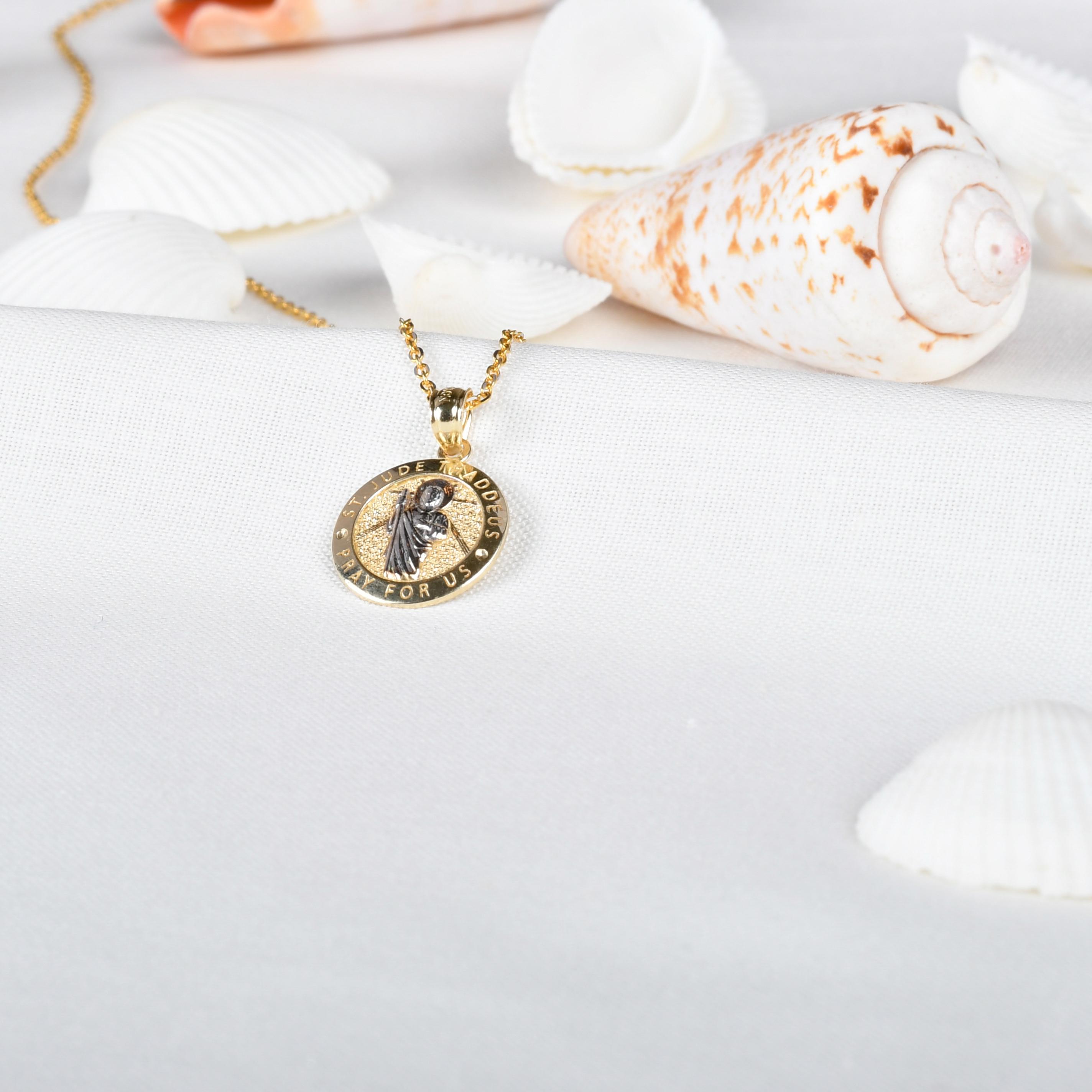 Saint Jude Thaddeus Medallion, Saint Judas Gold Pendant, Pray for Us ...