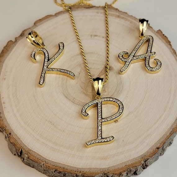 Script Initial Necklace and Chain Set Custom Large Cursive