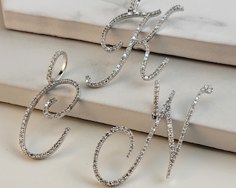 Colar com diamantes iniciais 14K e 10K, pingente de letra personalizado em ouro maciço, colares para mulheres, presente de aniversário para ela, presente de Natal