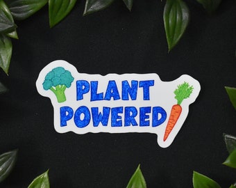 Plant Powered Sticker, Vinyl Die Cut Aufkleber, Plant Lover Geschenk, VeganEr Schreibwaren Laptop Vegetarisch Plant Based Planner Mug Kalender