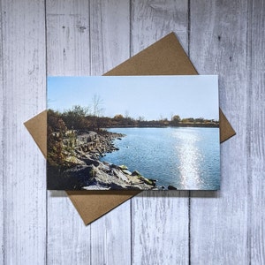 Cartão de felicitações do pôr do sol à beira do lago, cartão em branco 4x6 com envelope Kraft, cartões de outono, cartão de dia dos pais, aniversário, obrigado, simpatia de casamento