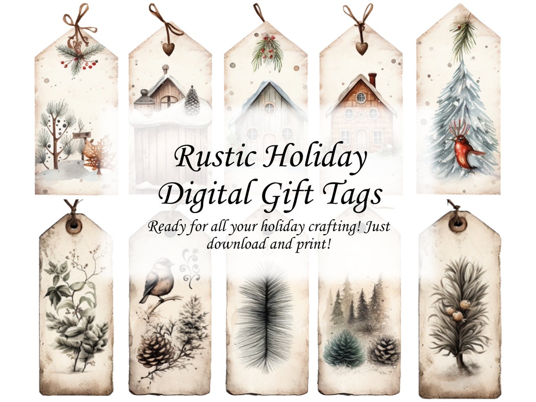 Rustic Holiday Gift Tags Instant Download Personalized - Etsy