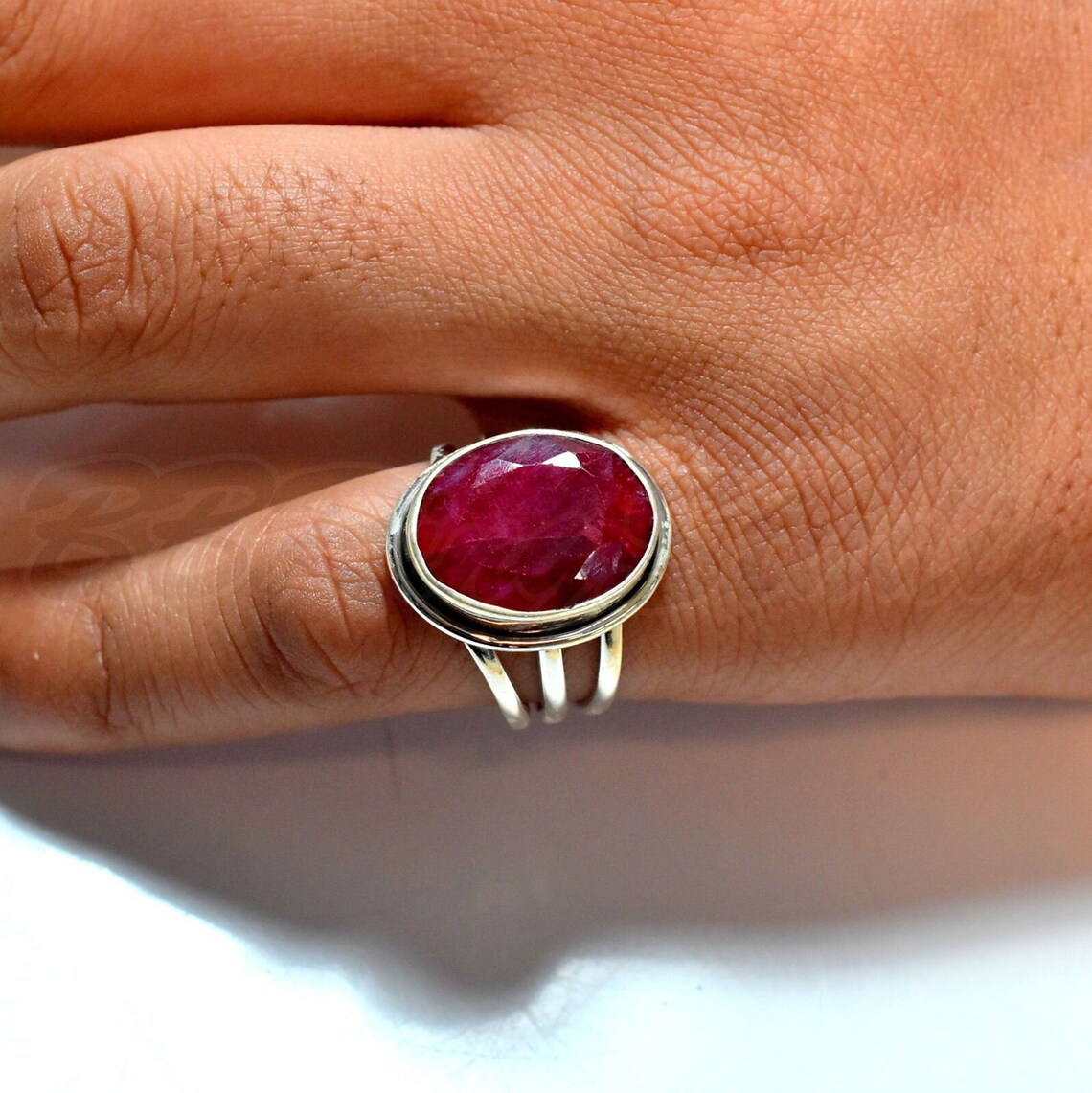 Natural Ruby Ring 925 Sterling Silver Faceted Gemstone | Etsy