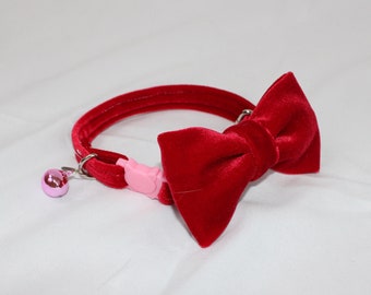 Velvet Cat Collar, Velvet Collar, Red Collar, Valentine's Day Collar, Red Velvet Collar, Cute Cate Collars, Pet Collars
