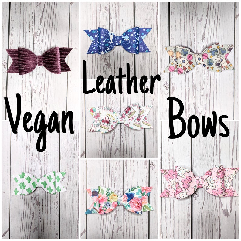 Vegan Leather Bows, Pet Bows, Bows for Pet Collars, Bows for Cats, Bows for Dogs, Faux Leather Bows, Detachable Pet Bows image 1