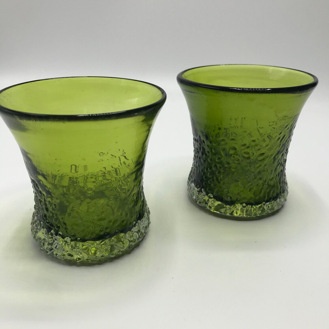Handblown mossy green tea lights with texture Etsy