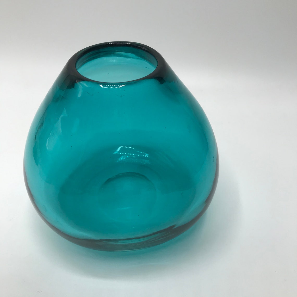 Aqua Blue Art Glass Blown Vase Etsy