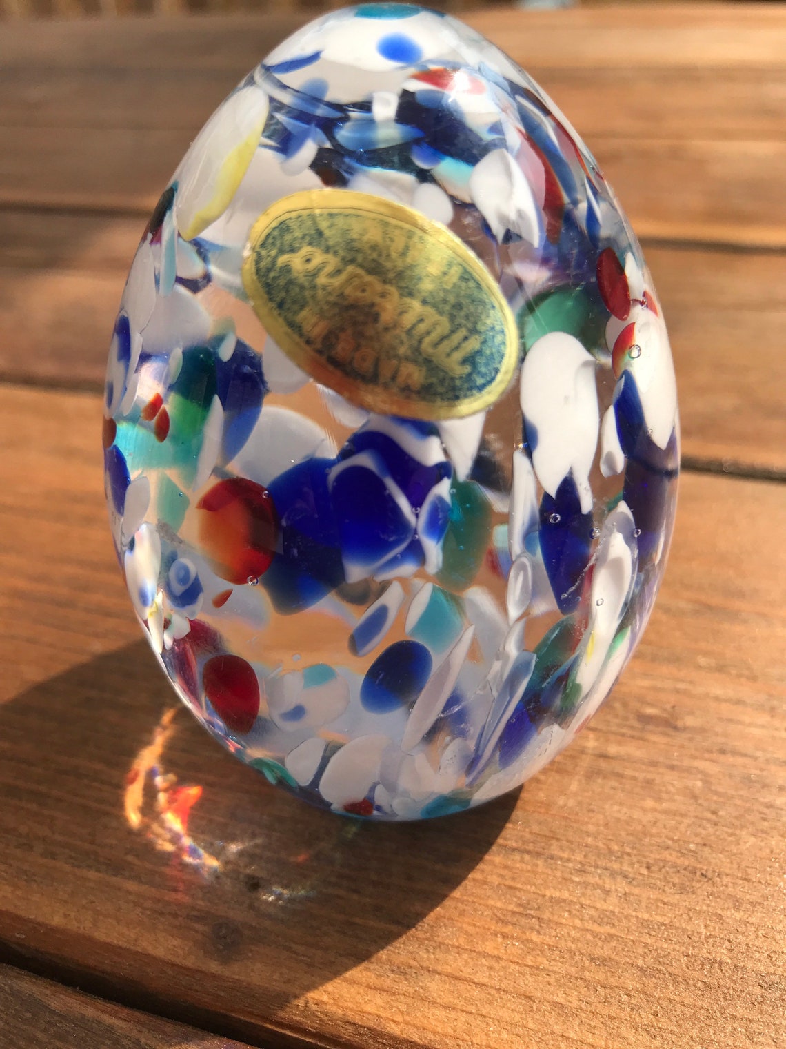 Murano Italy splatter glass egg paperweight with original Etsy