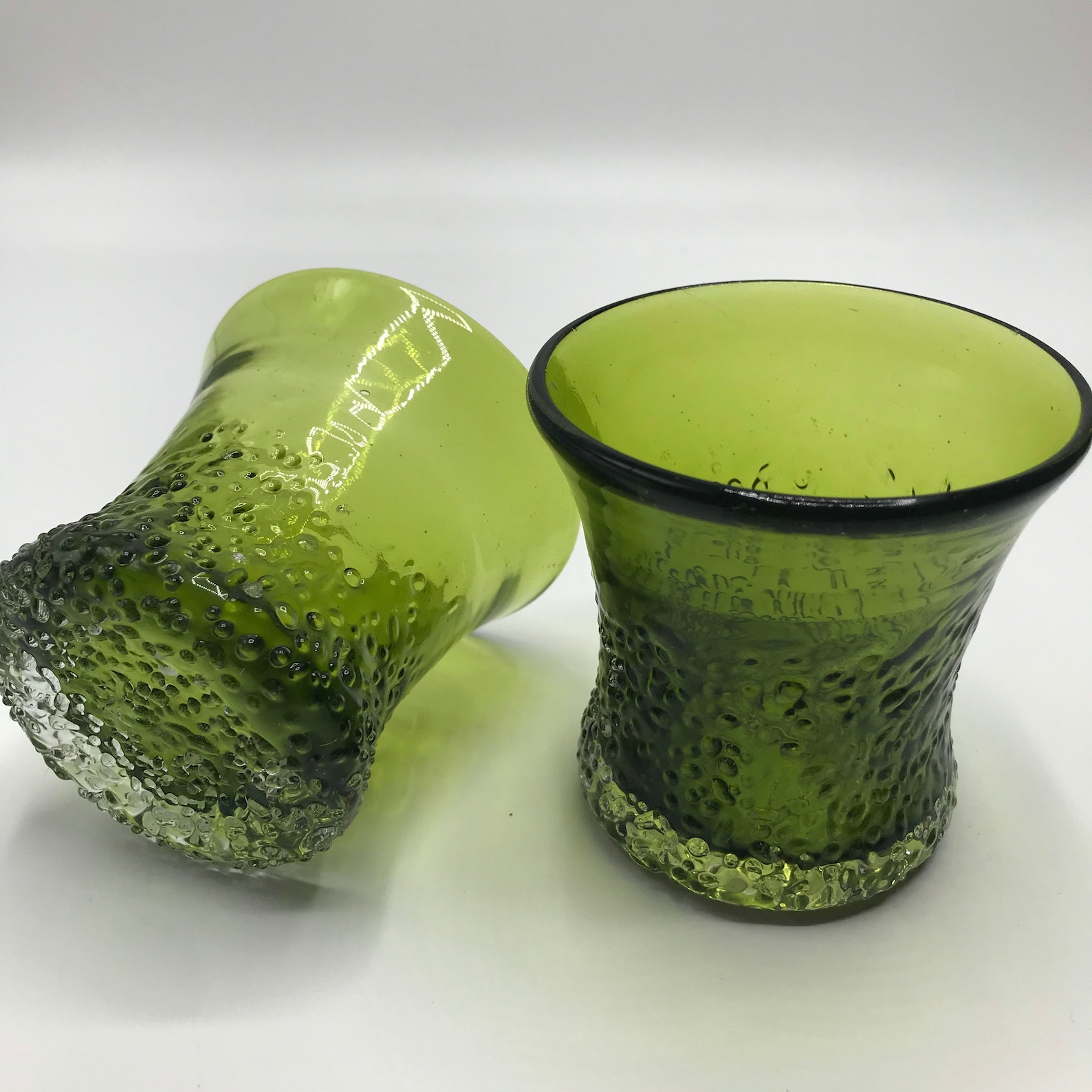 Handblown mossy green tea lights with texture Etsy