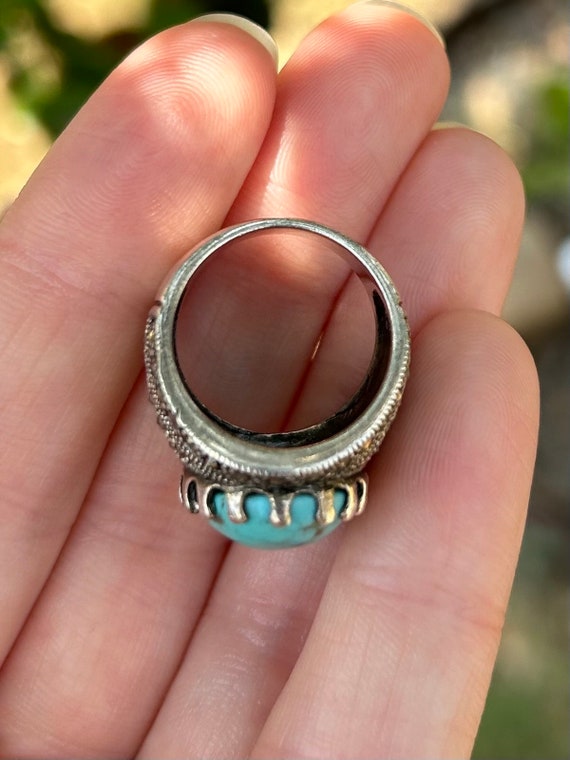 Sterling Silver Turquoise Statement Ring Band Siz… - image 6