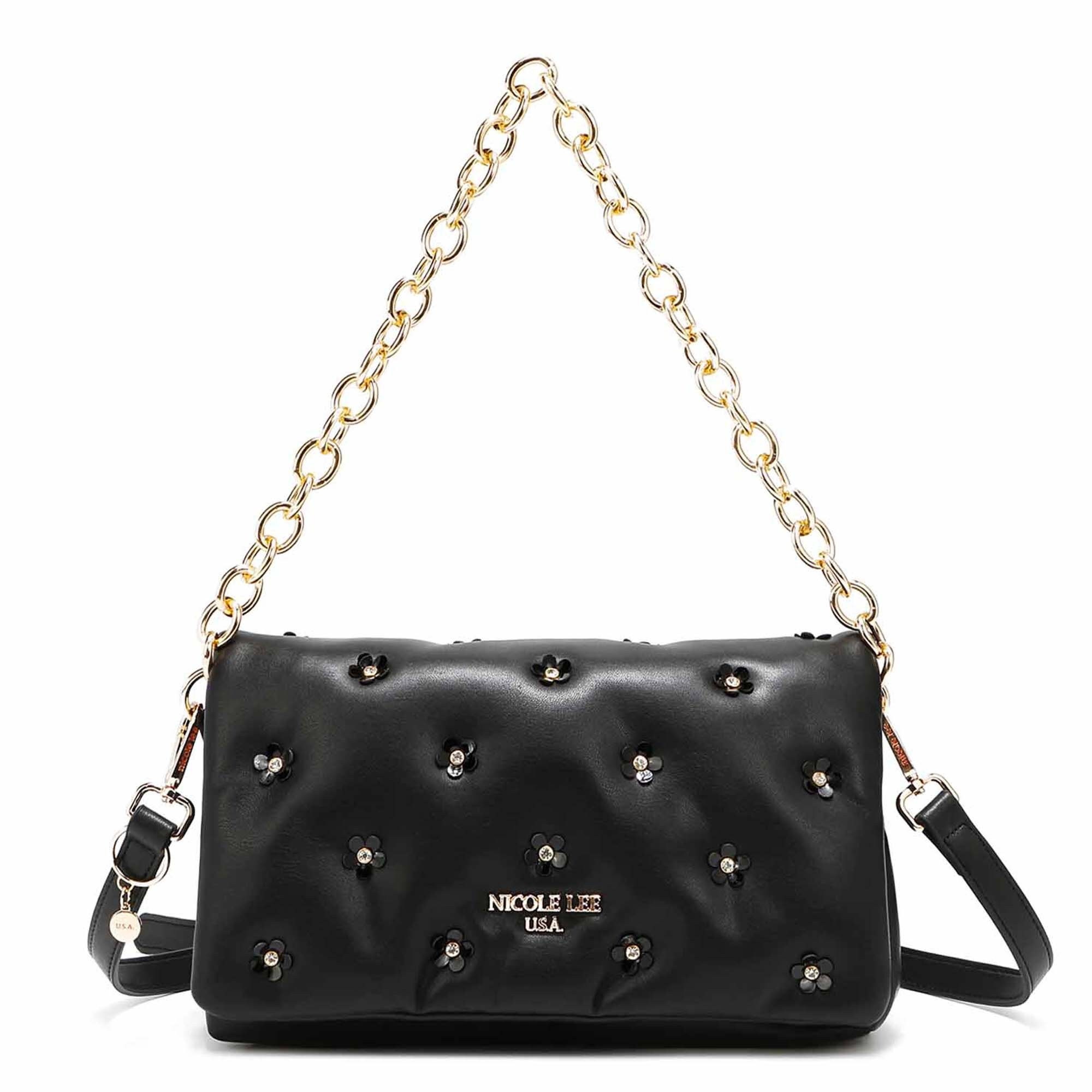 Vintage Sara Boston Bag, Vegan Leather Medium Handbag, Embellished Studded  – Nicole Lee Online