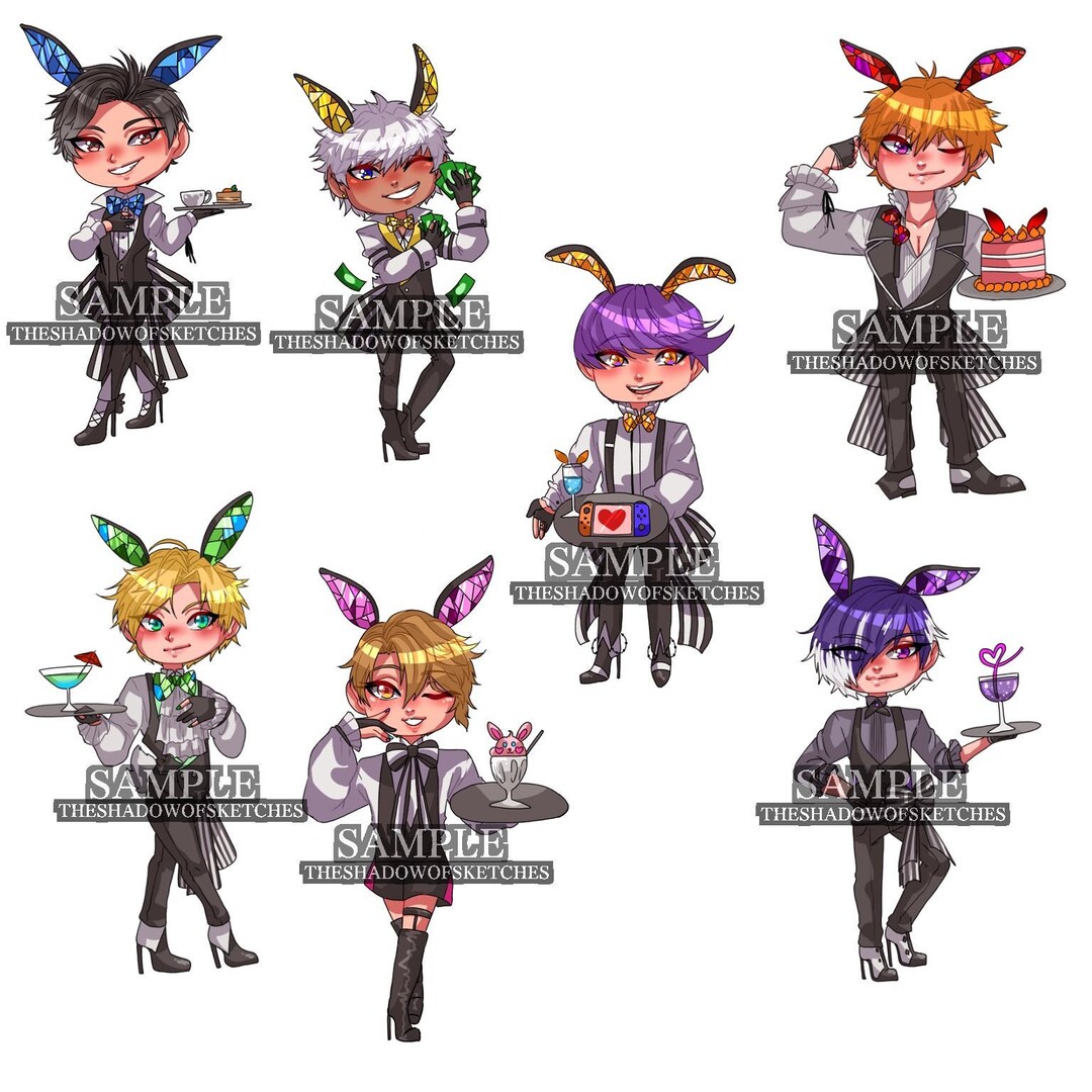 Obey Me Bunny Boy Holographic Sticker Set Etsy