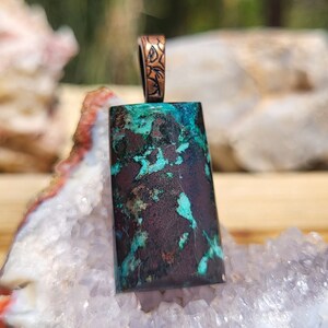 Chrysocolla  Pendant with Copper Colored Bail, Throat Chakra, Stone Jewelry, Minimalist Jewelry,  Chrysocolla Necklace, Gift