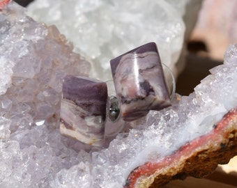 Purple Jasper Stud Square Earrings, Stone Handmade Jewelry, Gemstone Earrings, Crown Chakra, Minimalist Jewelry!