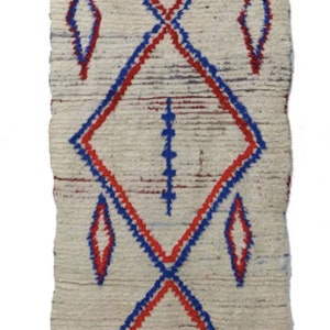 Vintage Moroccan handwoven wool runner rug 3'x7' image 2