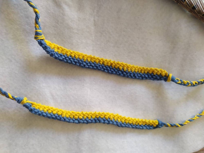 Macramé bracelets in the colors of the Ukrainian flag image 3