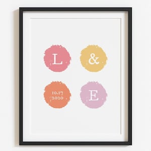Personalized Couples Initials Print | Custom Print for Couples | Printable Couples Gift | Customized Name Initial Art | Digital Download