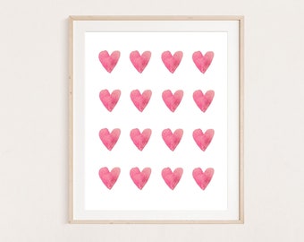 Aquarelle Coeur Print | Imprimer la Saint-Valentin | Art mural du cœur | Cœurs Imprimer | Affiche Cœur | Girl’s Nursery Wall Art | Téléchargement numérique