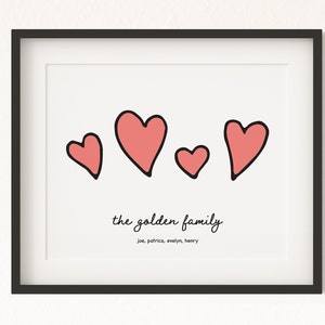 Personalized Family Name Print | Last Name Wall Print | Custom Name Print | Hearts Print | Heart Wall Art | Digital Download