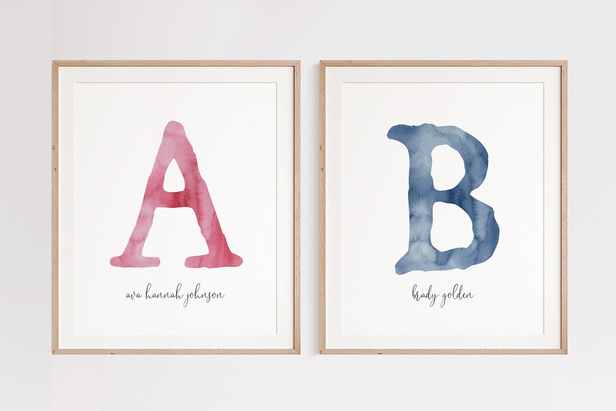 Personalized Nursery Print Watercolor Monogram Print Custom Name Print ...