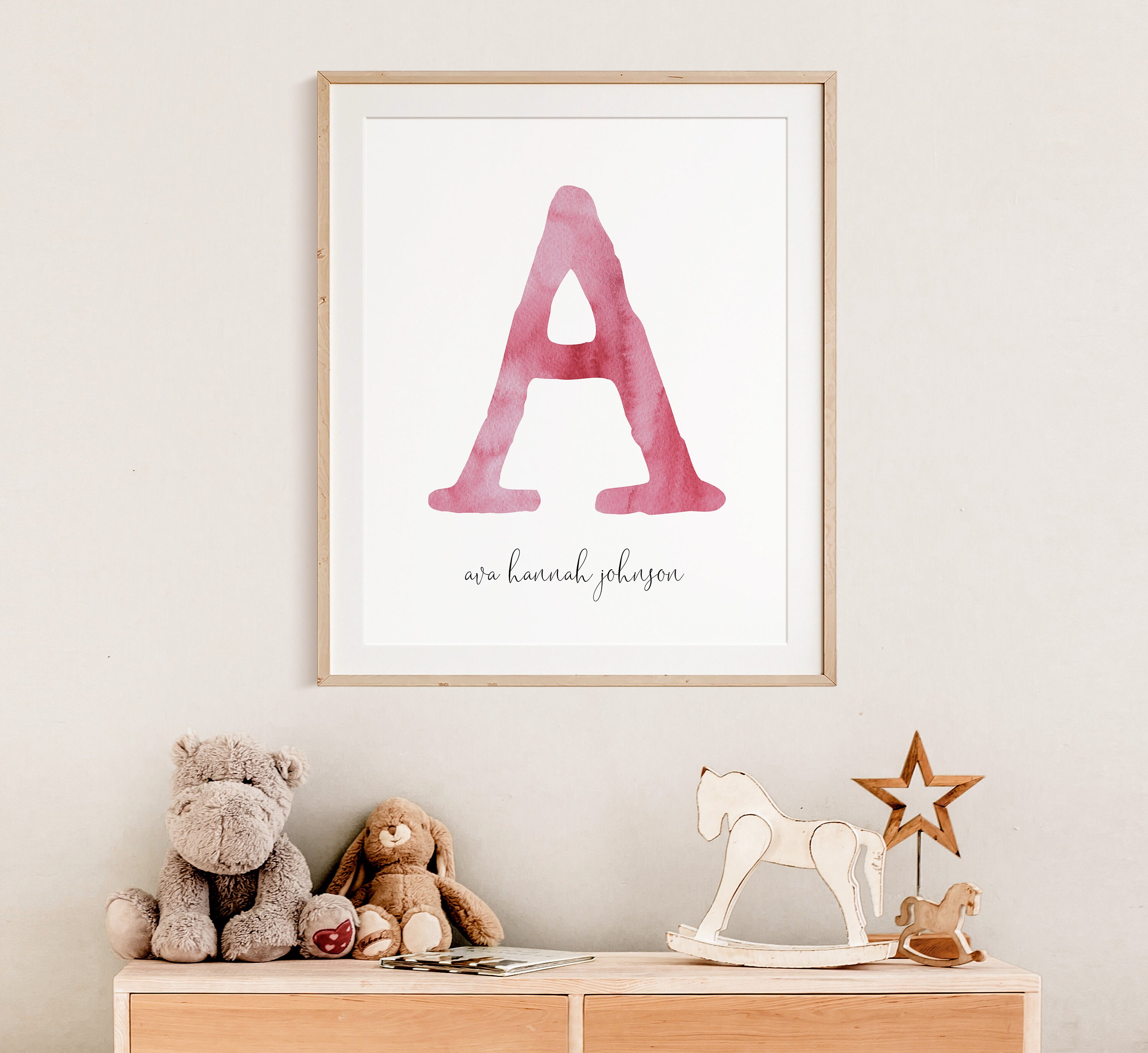 Personalized Nursery Print Watercolor Monogram Print Custom Name Print ...