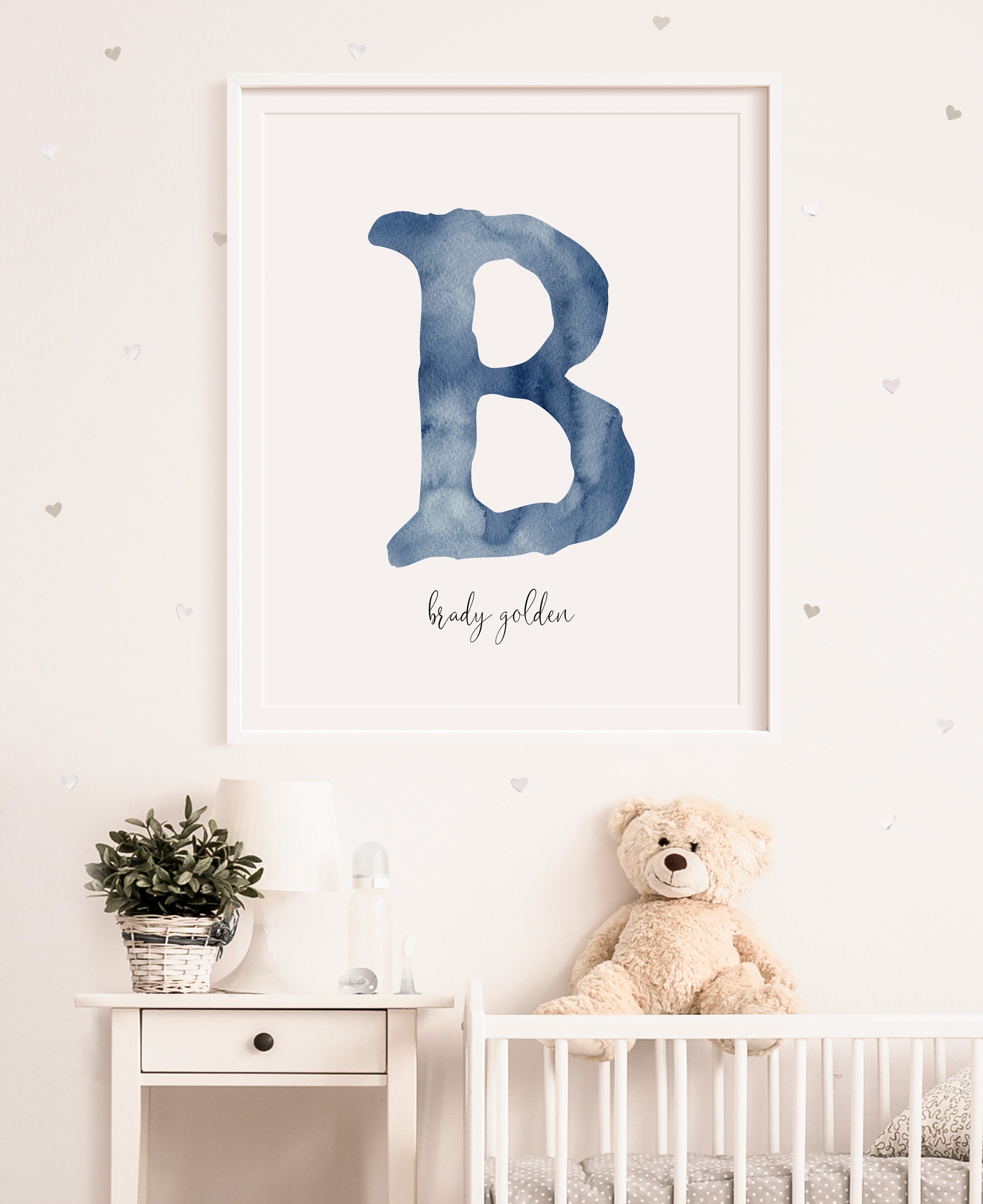 Personalized Nursery Print | Watercolor Monogram Print | Custom Name ...