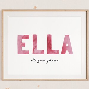 Personalized Nursery Print | Watercolor Name Print | Watercolor Name Nursery | Custom Name Print | Kid&#39;s Room Wall Art | Digital Download