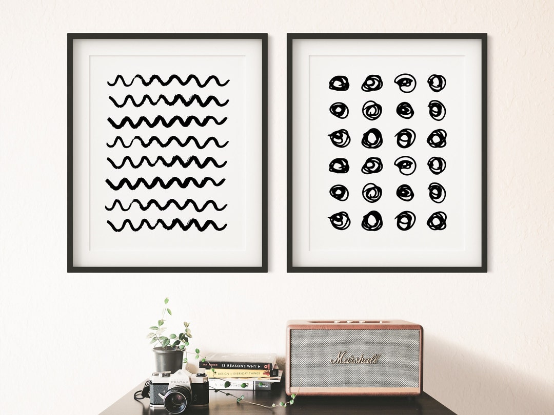 Black and White Wall Prints Abstract Art Print Modern Brush Stroke