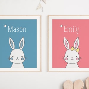 Personalized Nursery Print | Custom Name Print | Bunny Nursery Wall Art | Baby Room Wall Art | Kids Room Decor | Digital Download