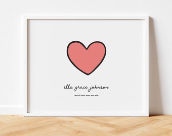 Personalized Name Print | Custom Name Wall Art | Nursery Name Print | Custom Name Print | Nursery Wall Art | Heart Print | Digital Download