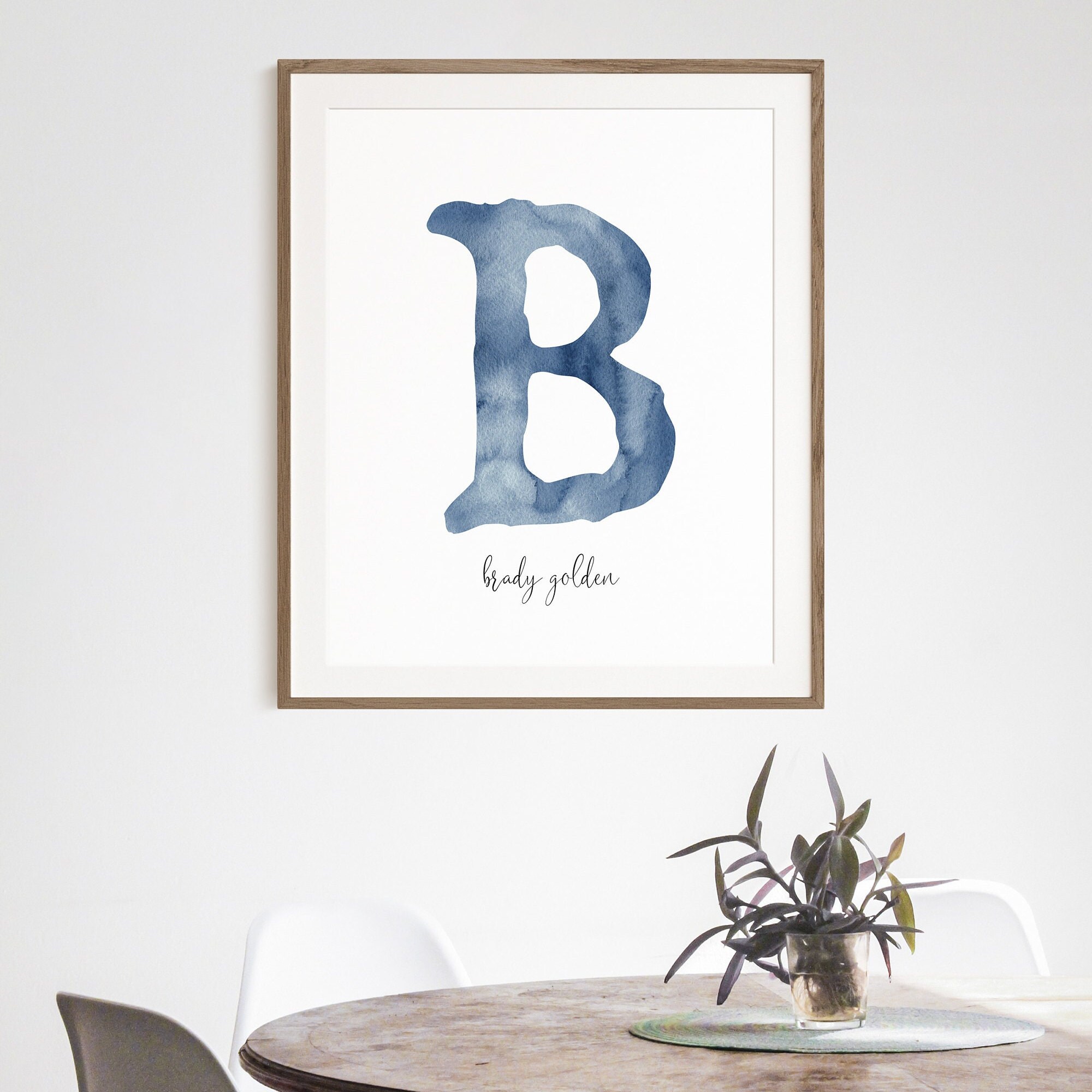 Personalized Nursery Print Watercolor Monogram Print Custom Name Print ...