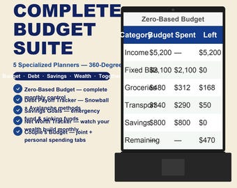 Complete Budget Planner Bundle Google Sheets | Budget Debt Savings Net Worth Couples | Instant Download