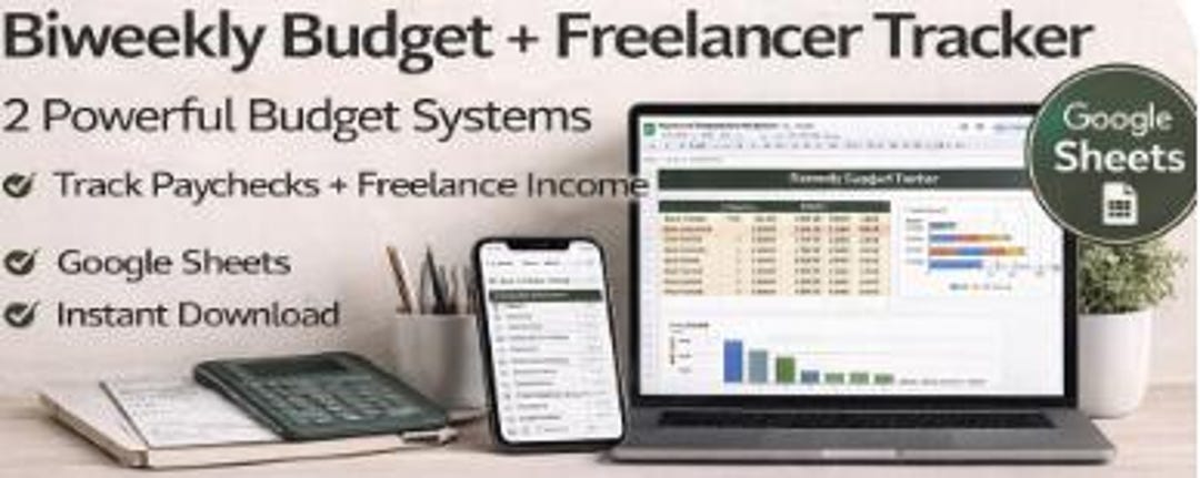 Biweekly Paycheck Budget Planner | Freelancer Income Expense Tracker ...