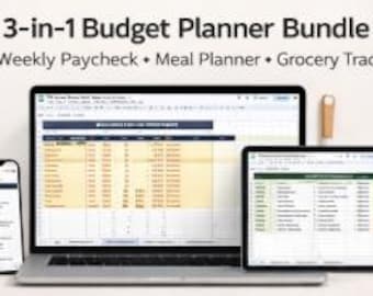 Bi-Weekly Budget Planner Bundle | Meal Planner, Grocery Tracker (Google Sheets)