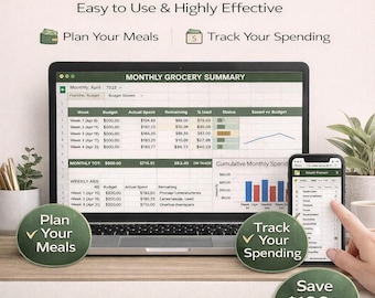Weekly Meal Planner & Grocery Budget Tracker (Digital Download)