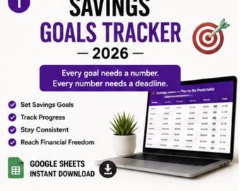 Savings Goals Tracker Google Sheets | Sinking Funds | Emergency Fund Planner Template