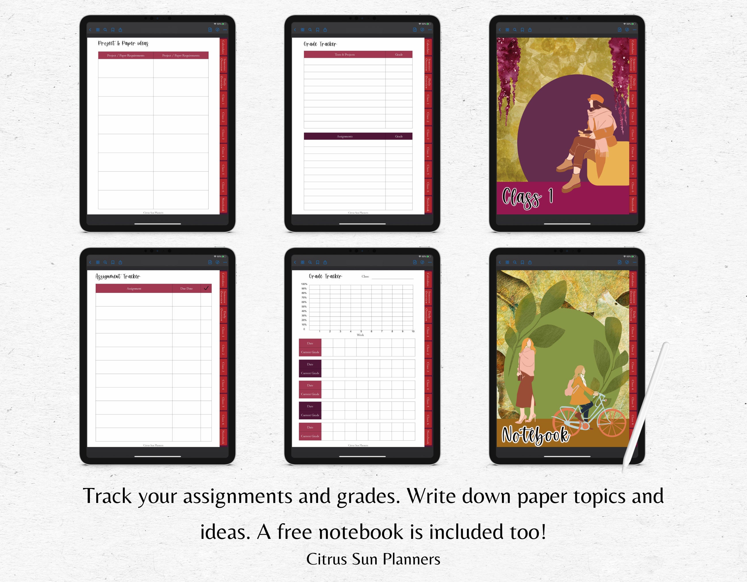 Student Digital Planner for Ipad Tablet Autumn Women Goodnotes Etsy