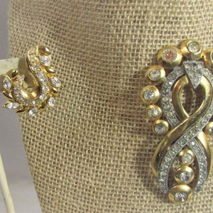 vintage große Strass Brosche und Avon Post Ohrringe
