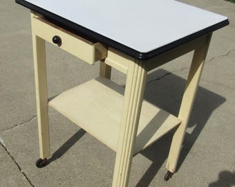 vintage enamel kitchen table/ side table