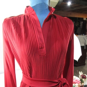 Vintage 80s Pleated Red Dress: Union Label Office Wear