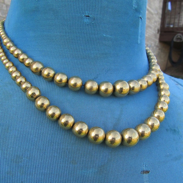 vintage  gold tone Coro beaded necklace wire strung