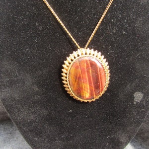 vintage tiger eye necklace/brooch