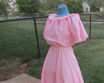 long cotton pink dress/ prom dress size 9-10