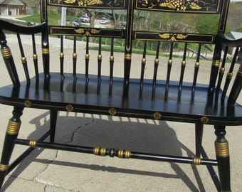 VINTAGE john Hitchcock like black loveseat