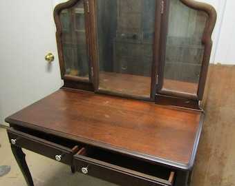 vintage antique mirror  vanity table with dove tails