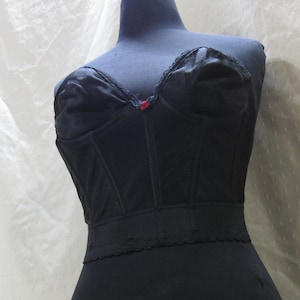 vintage black, corset 36 b,  strapless corset ,boned corset.