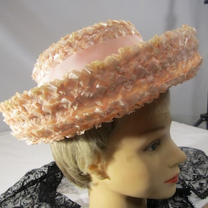 Vintage Pink Straw Hat: Church Hat, Pretty Woman Style