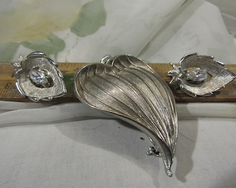 vintage silver tone heart and clip earrings