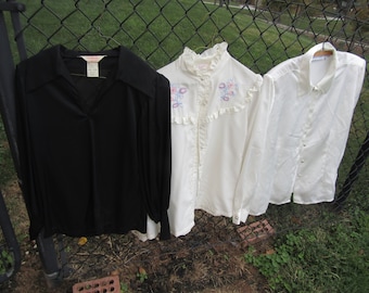 3 vintage långärmad blus storlek medel